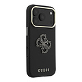 Guess Guess iPhone 18 Pro Max/iPhone 17 Pro Max Hartschalenhülle SW Genarbtes PU Großes Kunstharzlogo - Schwarz