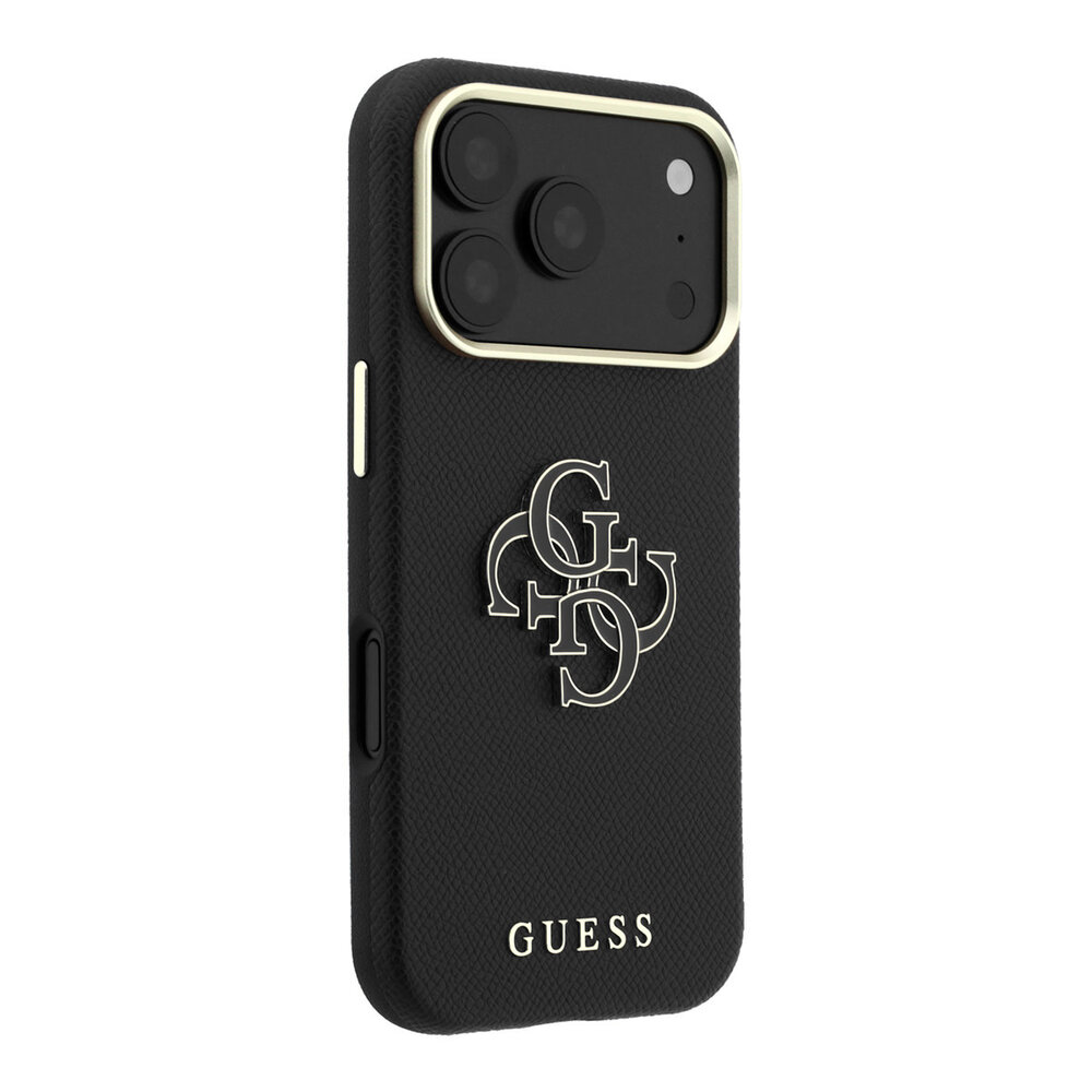 Guess Guess iPhone 18 Pro Max Hoesje harde behuizing - SW - generfd PU - groot logo van hars Zwart