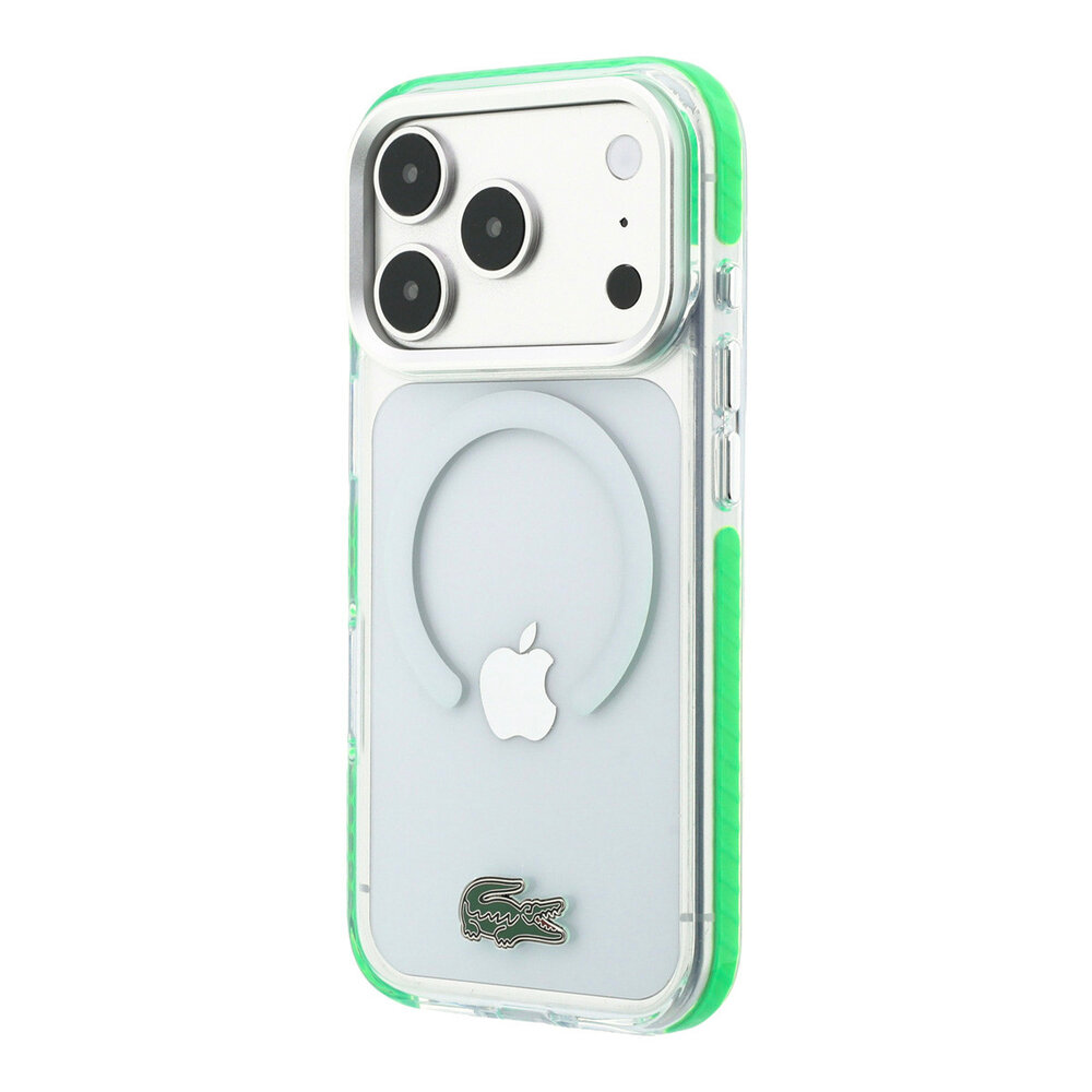 Lacoste Lacoste iPhone 18 Pro Max Hülle Hartschale - MagSafe - IML - stoßfest - grüne Ränder Transparent/Grün Lacoste Lacoste iPhone 18 Pro Max Hülle Hartschale - MagSafe - IML - stoßfest - grüne Ränder Transparent/Grün