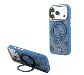 Guess Guess iPhone 18 Pro Max Hoesje harde behuizing - MagSafe - ringstandaard 360 - 4G - PU - klassiek logo Blauw