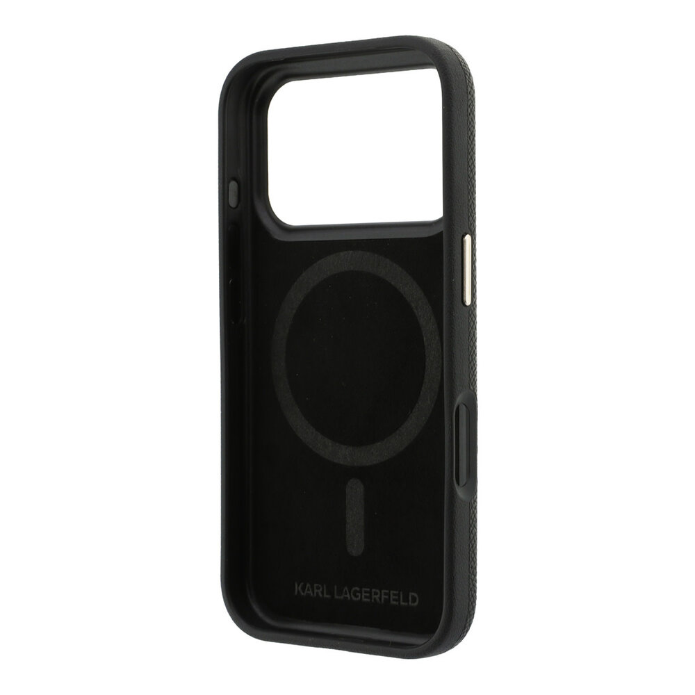 Karl Lagerfeld Karl iPhone 18 Pro Max Case hard shell - MagSafe - SW - grained PU - resin signature logo Black Karl Lagerfeld Karl iPhone 18 Pro Max Case hard shell - MagSafe - SW - grained PU - resin signature logo Black