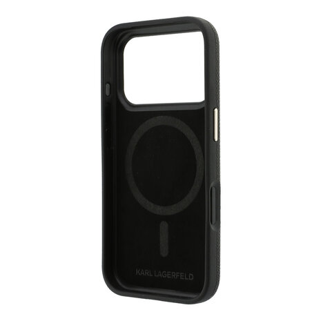 Karl Lagerfeld Karl iPhone 18 Pro Max Case hard shell - MagSafe - SW - grained PU - resin signature logo Black Karl Lagerfeld Karl iPhone 18 Pro Max Case hard shell - MagSafe - SW - grained PU - resin signature logo Black