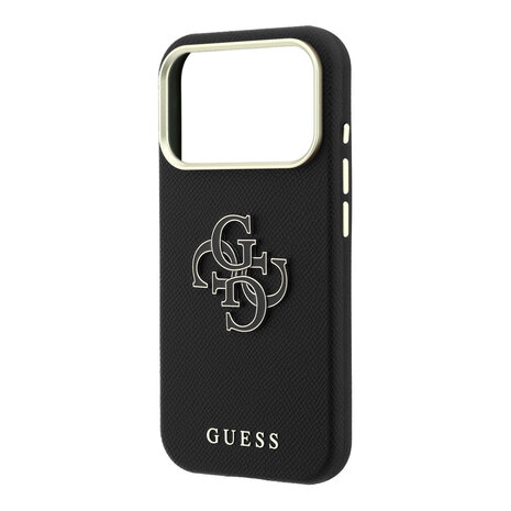 Guess Guess iPhone 18 Pro Hoesje harde behuizing - SW - generfd PU - groot logo van hars Zwart