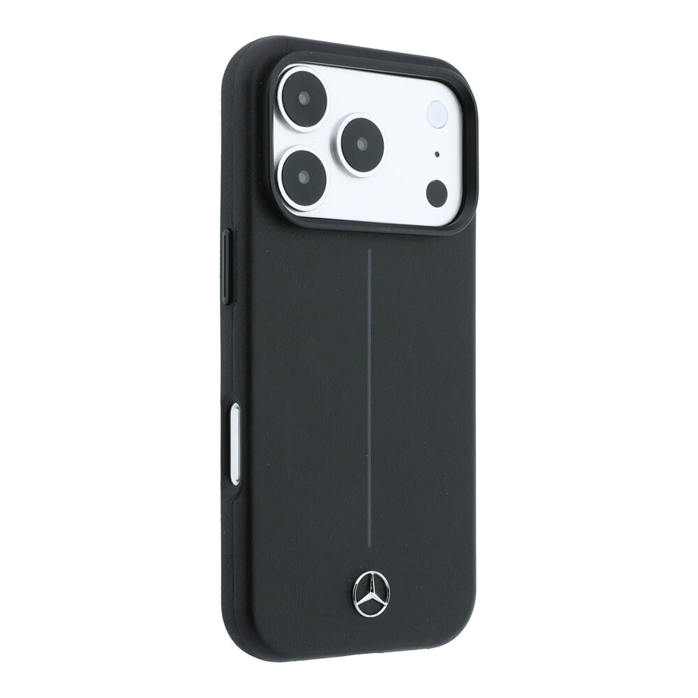 Mercedes-Benz Mercedes-Benz iPhone 18 Pro Hoesje harde behuizing - MagSafe - PU-leer - Semi Wrap - Iconic Line Zwart