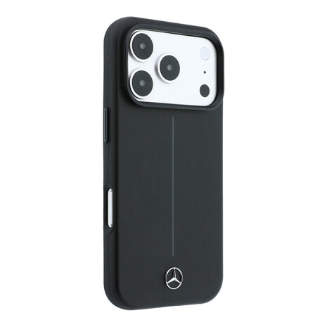 Mercedes-Benz Mercedes-Benz iPhone 18 Pro Hoesje harde behuizing - MagSafe - PU-leer - Semi Wrap - Iconic Line Zwart