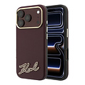 Karl Lagerfeld Karl Lagerfeld iPhone 18 Pro Max/iPhone 17 Pro Max Hardcasehoesje MagSafe SW Generfd PU Handtekeninglogo van hars - Bordeaux