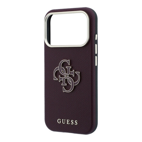 Guess Guess iPhone 18 Pro Max Case hard shell - SW - grained PU - large resin logo Burgundy