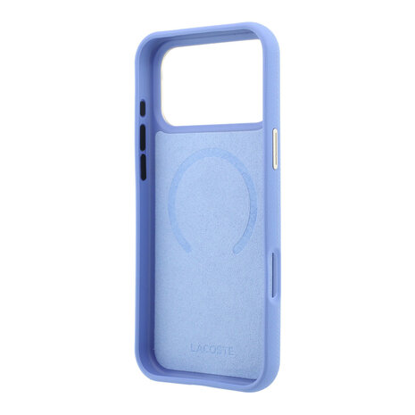 Lacoste Lacoste iPhone 18 Pro Max Hoesje harde behuizing - MagSafe - PVC - Champs Elysees - reliëf Lichtblauw