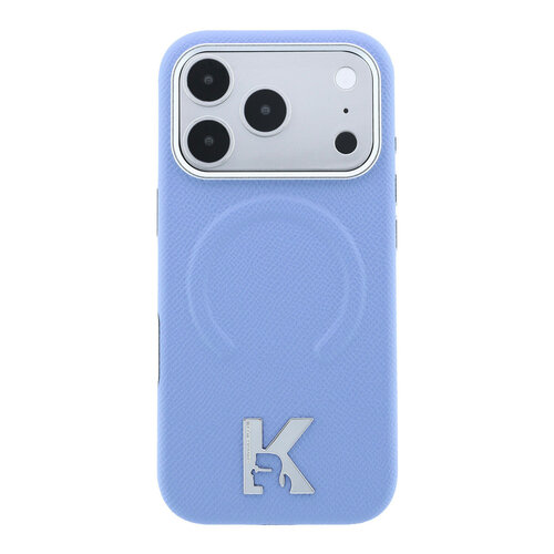 Karl Lagerfeld Karl Lagerfeld iPhone 18 Pro/iPhone 17 Pro Hartschalenhülle MagSafe SW Genarbtes PU Geprägter Ring Kameo-Logo - Hellblau