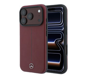 Mercedes-Benz Mercedes-Benz iPhone 18 Pro Hoesje harde behuizing - MagSafe - PU-leer - Semi Wrap - Iconic Line Bordeauxrood