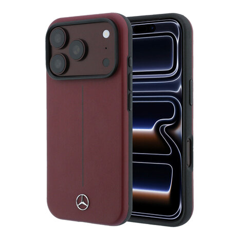 Mercedes-Benz Mercedes-Benz iPhone 18 Pro Hülle Hartschale - MagSafe - PU-Leder - Semi Wrap - Iconic Line Bordeauxrot Mercedes-Benz Mercedes-Benz iPhone 18 Pro Hülle Hartschale - MagSafe - PU-Leder - Semi Wrap - Iconic Line Bordeauxrot