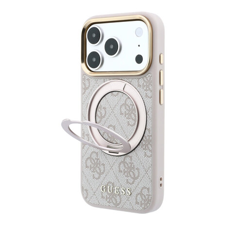 Guess Guess iPhone 18 Pro Hülle Hartschale - MagSafe - 360-Grad-Ringständer - 4G - PU - klassisches Logo Rosa Guess Guess iPhone 18 Pro Hülle Hartschale - MagSafe - 360-Grad-Ringständer - 4G - PU - klassisches Logo Rosa