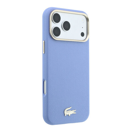 Lacoste Lacoste iPhone 18 Pro Max Hoesje harde behuizing - MagSafe - PVC - Champs Elysees - reliëf Lichtblauw