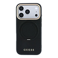 Guess Guess iPhone 18 Pro/iPhone 17 Pro Hartschalenhülle MagSafe Genarbtes PU 360° Ringständer Klassisches Logo - Schwarz