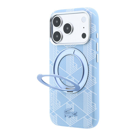 Lacoste Lacoste iPhone 18 Pro Max Hoesje harde behuizing - MagSafe - PVC - The Blend - ringstandaard Lichtblauw