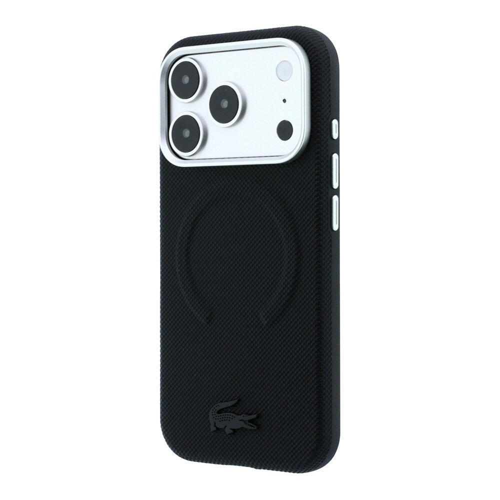 Lacoste Lacoste iPhone 18 Pro Coque structure rigide - MagSafe - PVC - Petit Pique - relief Noir Lacoste Lacoste iPhone 18 Pro Coque structure rigide - MagSafe - PVC - Petit Pique - relief Noir