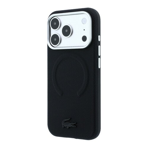 Lacoste Lacoste iPhone 18 Pro/iPhone 17 Pro Hartschalenhülle MagSafe PVC Petit Piqué Prägung - Schwarz