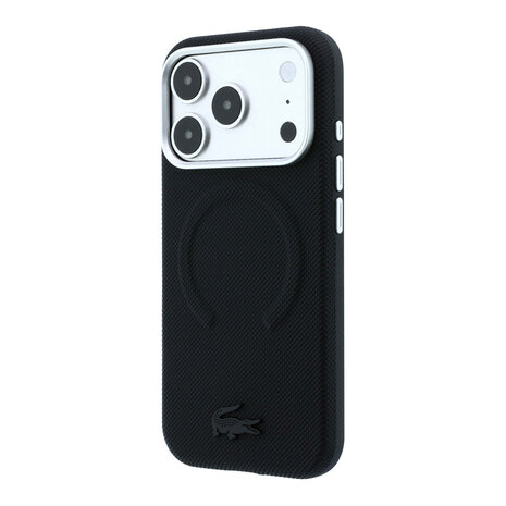 Lacoste Lacoste iPhone 18 Pro Hoesje harde behuizing - MagSafe - PVC - Petit Pique - reliëf Zwart
