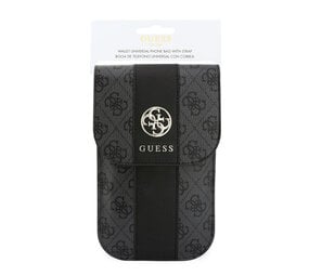 Guess Guess Phone pouch 4G - PU - round 4G logo - classic logo - stripe pattern - carrying strap Black Guess Guess Phone pouch 4G - PU - round 4G logo - classic logo - stripe pattern - carrying strap Black