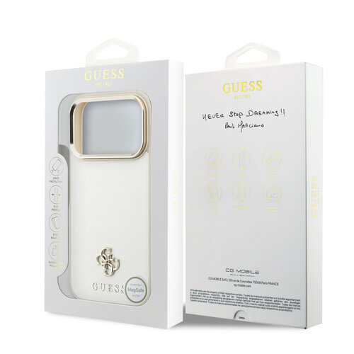 Guess Guess iPhone 18 Pro/iPhone 17 Pro Hartschalenhülle MagSafe Saffiano Kleines 4G-Logo Klassisches Logo - Beige