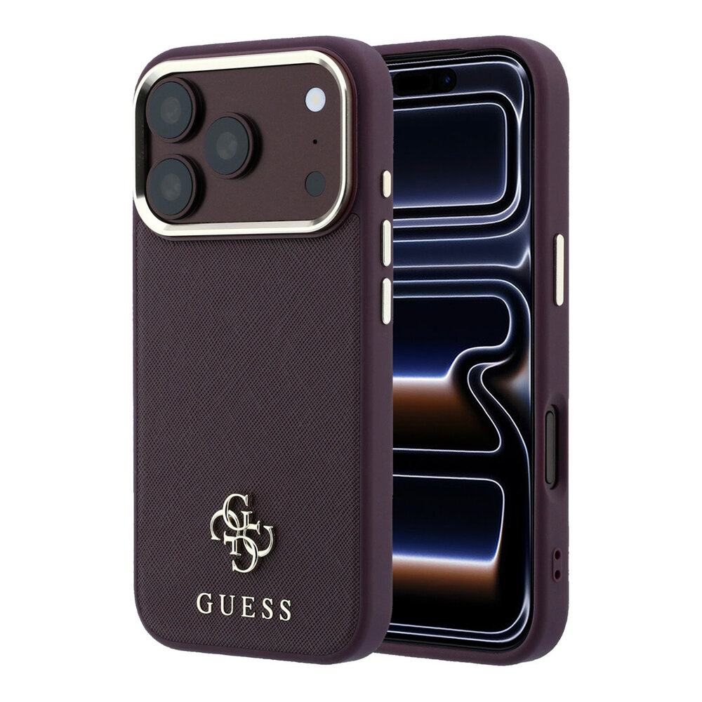 Guess Guess iPhone 18 Pro Hoesje harde behuizing - MagSafe - Saffiano - klein 4G - Classic Bordeauxrood Guess Guess iPhone 18 Pro Hoesje harde behuizing - MagSafe - Saffiano - klein 4G - Classic Bordeauxrood