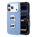 Karl Lagerfeld Karl Lagerfeld iPhone 18 Pro Max/iPhone 17 Pro Max Hartschalenhülle SW PU Saffiano Karl und Choupette Kopf-Anstecker Logo - Hellblau
