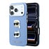 Karl iPhone 18 Pro Max Coque structure rigide - SW - PU - Saffiano - insignes K&C Heads - logo Bleu clair Karl iPhone 18 Pro Max Coque structure rigide - SW - PU - Saffiano - insignes K&C Heads - logo Bleu clair