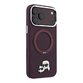 Karl Lagerfeld Karl Lagerfeld iPhone 18 Pro Max/iPhone 17 Pro Max Hartschalenhülle MagSafe PU 360° Ringständer KC Heads-Anstecker - Bordeaux
