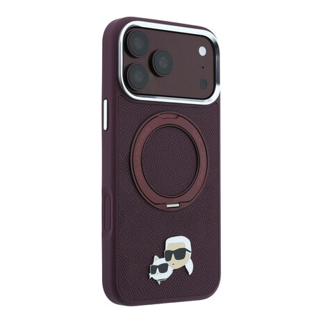 Karl Lagerfeld Karl iPhone 18 Pro Max Hoesje harde behuizing - MagSafe - PU - ringstandaard 360 - KC Heads-pin Bordeauxrood Karl Lagerfeld Karl iPhone 18 Pro Max Hoesje harde behuizing - MagSafe - PU - ringstandaard 360 - KC Heads-pin Bordeauxrood