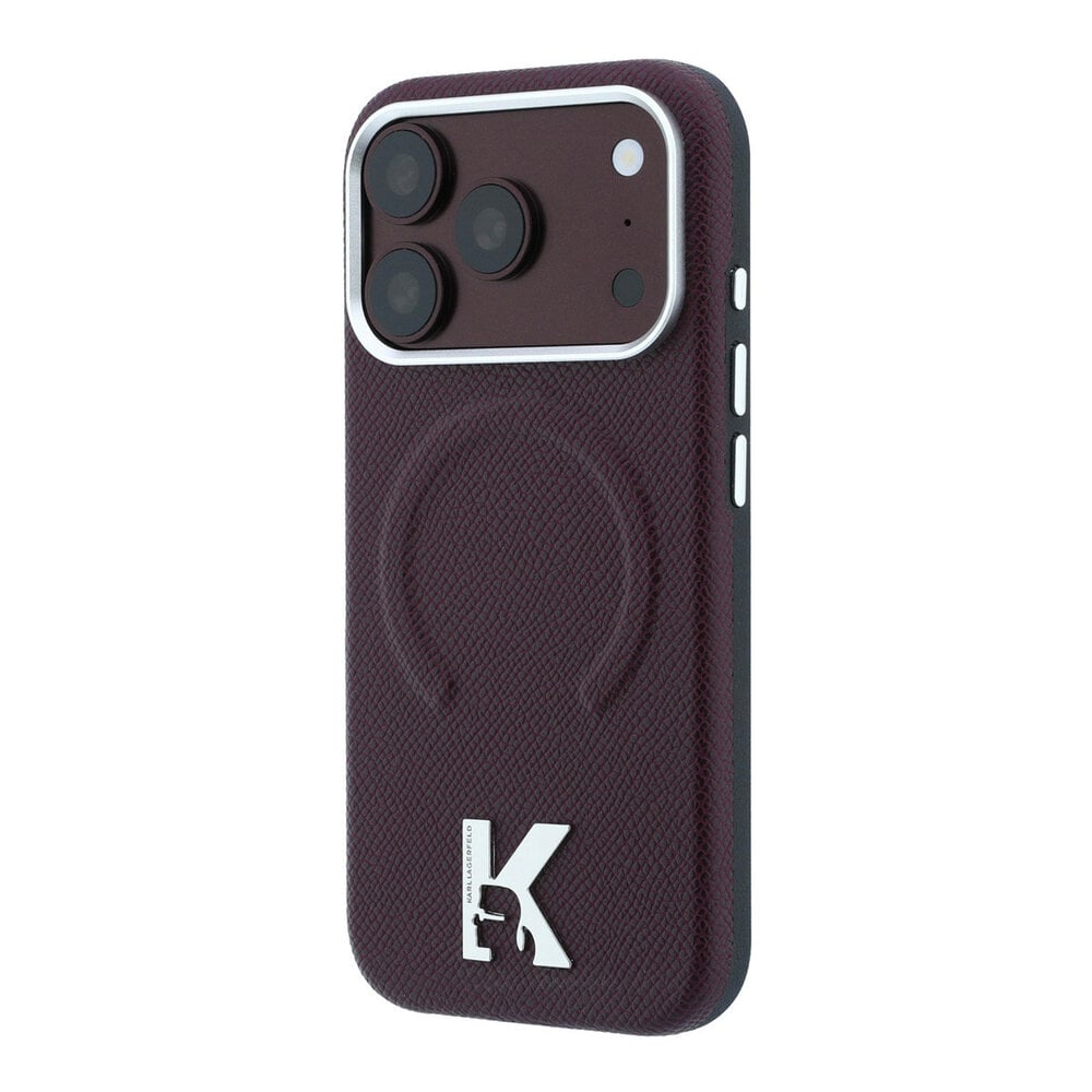 Karl Lagerfeld Karl iPhone 18 Pro Case hard shell - MagSafe - SW - grained PU - embossed ring - Kameo logo Burgundy Karl Lagerfeld Karl iPhone 18 Pro Case hard shell - MagSafe - SW - grained PU - embossed ring - Kameo logo Burgundy