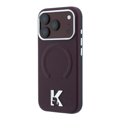 Karl Lagerfeld Karl iPhone 18 Pro Case hard shell - MagSafe - SW - grained PU - embossed ring - Kameo logo Burgundy Karl Lagerfeld Karl iPhone 18 Pro Case hard shell - MagSafe - SW - grained PU - embossed ring - Kameo logo Burgundy