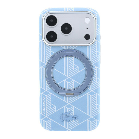 Lacoste Lacoste iPhone 18 Pro Max Hoesje harde behuizing - MagSafe - PVC - The Blend - ringstandaard Lichtblauw