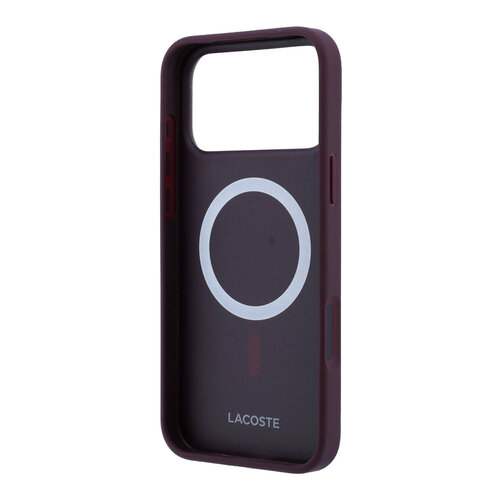 Lacoste Lacoste iPhone 18 Pro/iPhone 17 Pro Hartschalenhülle MagSafe PVC Petit Piqué Lackiertes Logo - Bordeaux