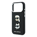 Karl Lagerfeld Karl Lagerfeld iPhone 18 Pro/iPhone 17 Pro Hartschalenhülle SW PU Saffiano Karl und Choupette Kopf-Anstecker Logo - Schwarz
