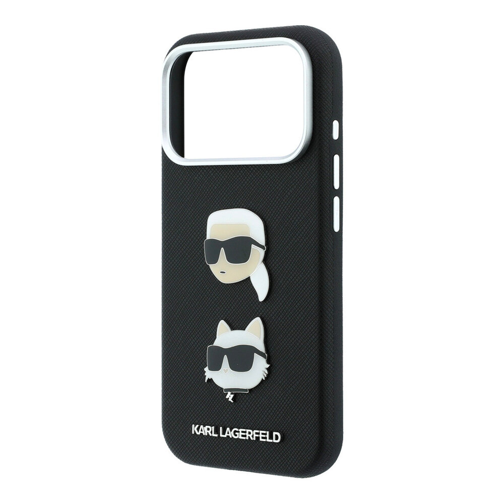 Karl Lagerfeld Karl iPhone 18 Pro Case hard shell - SW - PU - Saffiano - K&C Heads pins - logo Black Karl Lagerfeld Karl iPhone 18 Pro Case hard shell - SW - PU - Saffiano - K&C Heads pins - logo Black
