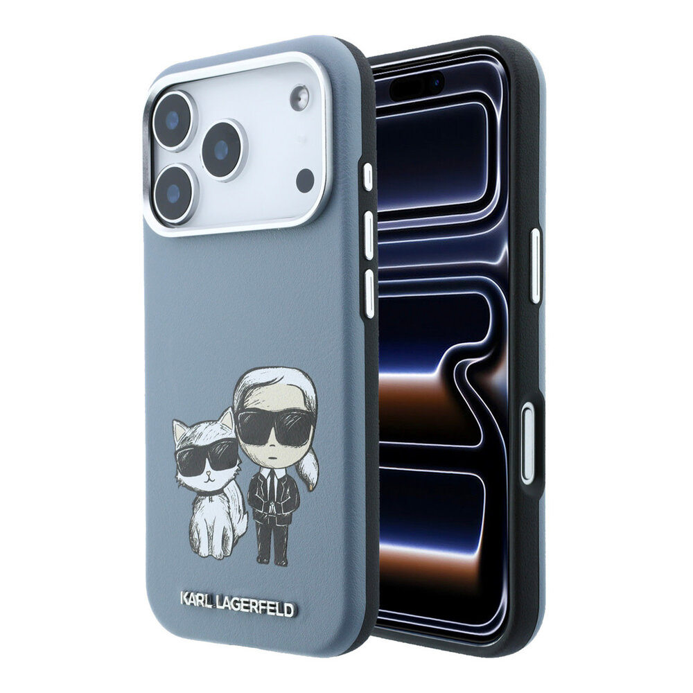 Karl Lagerfeld Karl iPhone 18 Pro Hülle Hartschale - MagSafe - SW - glattes PU - KC Bodies Sketch Hellblau Karl Lagerfeld Karl iPhone 18 Pro Hülle Hartschale - MagSafe - SW - glattes PU - KC Bodies Sketch Hellblau