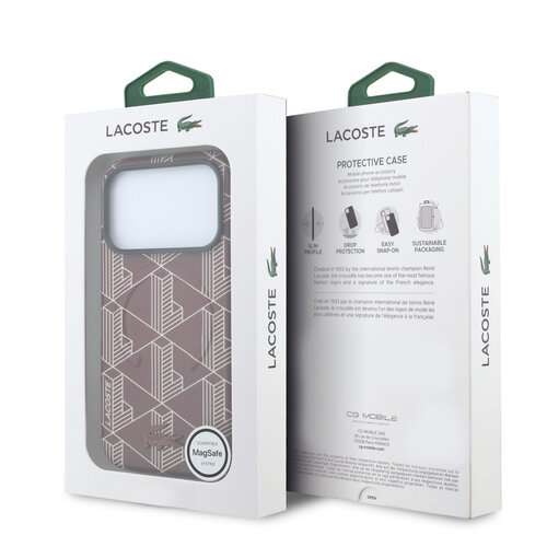 Lacoste Lacoste iPhone 18 Pro/iPhone 17 Pro Hard Case MagSafe PVC The Blend Embossed Design - Burgundy