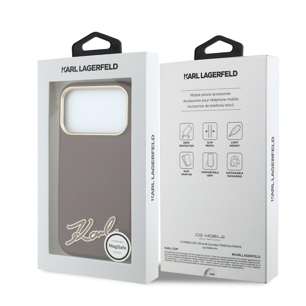 Karl Lagerfeld Karl iPhone 18 Pro Hülle Hartschale - MagSafe - SW - genarbtes PU - Signaturlogo aus Kunstharz Bordeauxrot Karl Lagerfeld Karl iPhone 18 Pro Hülle Hartschale - MagSafe - SW - genarbtes PU - Signaturlogo aus Kunstharz Bordeauxrot