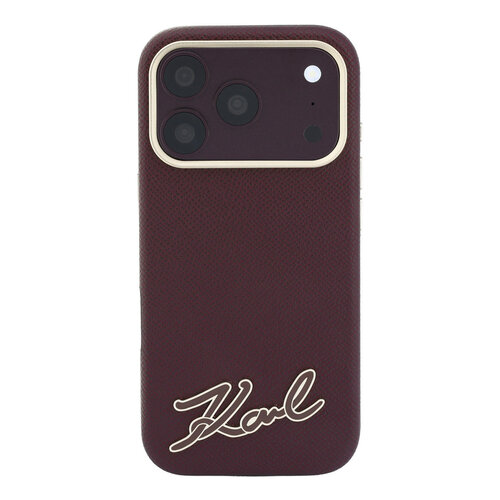 Karl Lagerfeld Karl Lagerfeld iPhone 18 Pro Max/iPhone 17 Pro Max Hardcasehoesje MagSafe SW Generfd PU Handtekeninglogo van hars - Bordeaux