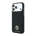 Guess Guess iPhone 18 Pro/iPhone 17 Pro Hartschalenhülle MagSafe SW Genarbtes PU Rundes Strasslogo - Schwarz