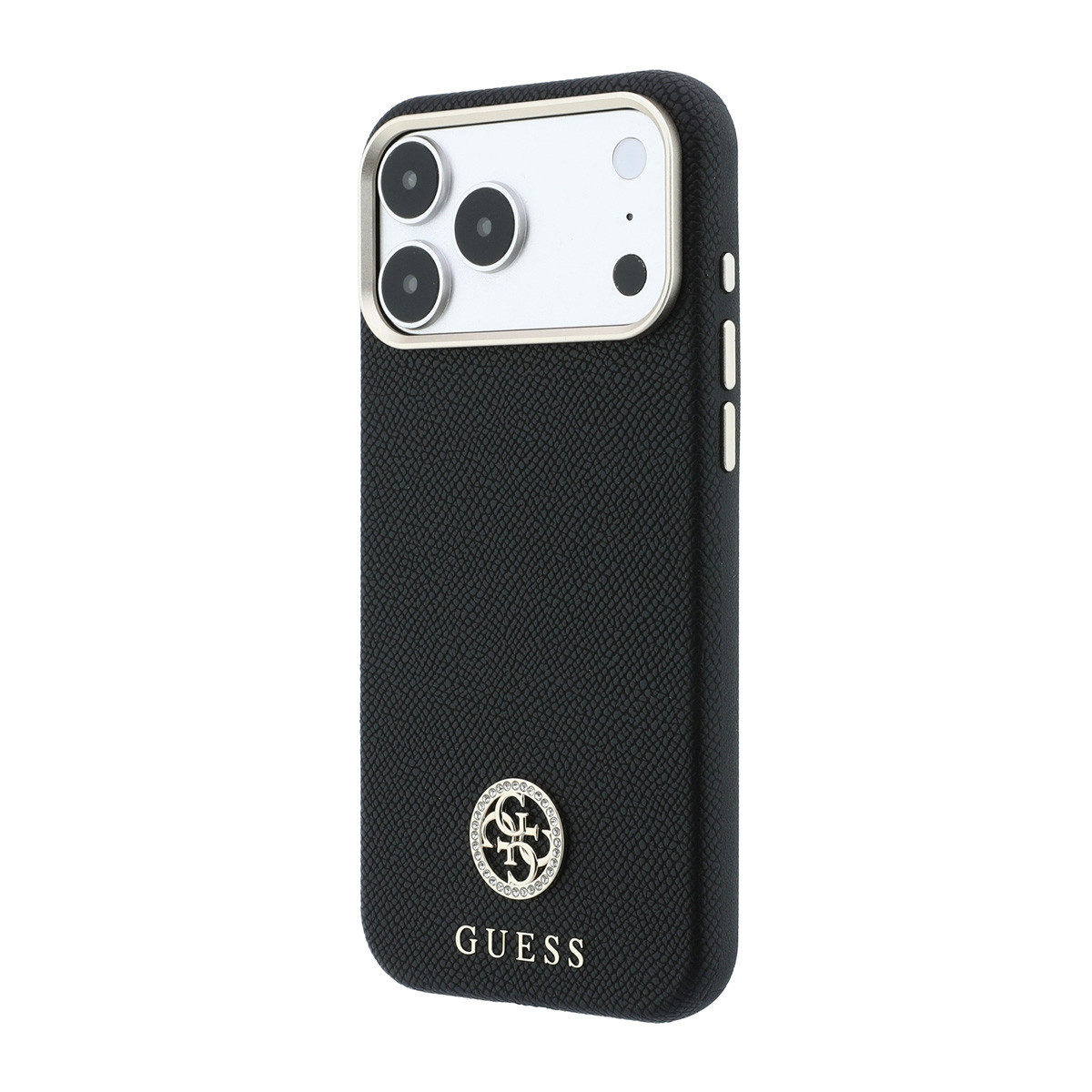 Guess Guess iPhone 18 Pro Hoesje harde behuizing - MagSafe - SW - generfd PU - rond strasslogo Zwart, foto 3 van 6