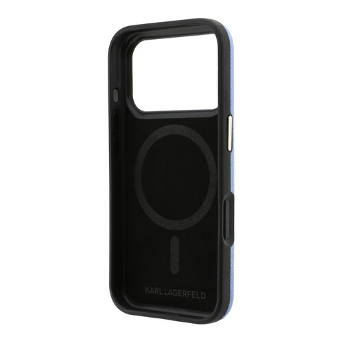 Karl Lagerfeld Karl Lagerfeld iPhone 18 Pro Max/iPhone 17 Pro Max Hardcasehoesje MagSafe SW Generfd PU Handtekeninglogo van hars - Lichtblauw