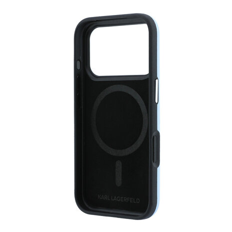 Karl Lagerfeld Karl iPhone 18 Pro Coque structure rigide - MagSafe - SW - PU lisse - Ikonik Sketch Bleu clair Karl Lagerfeld Karl iPhone 18 Pro Coque structure rigide - MagSafe - SW - PU lisse - Ikonik Sketch Bleu clair