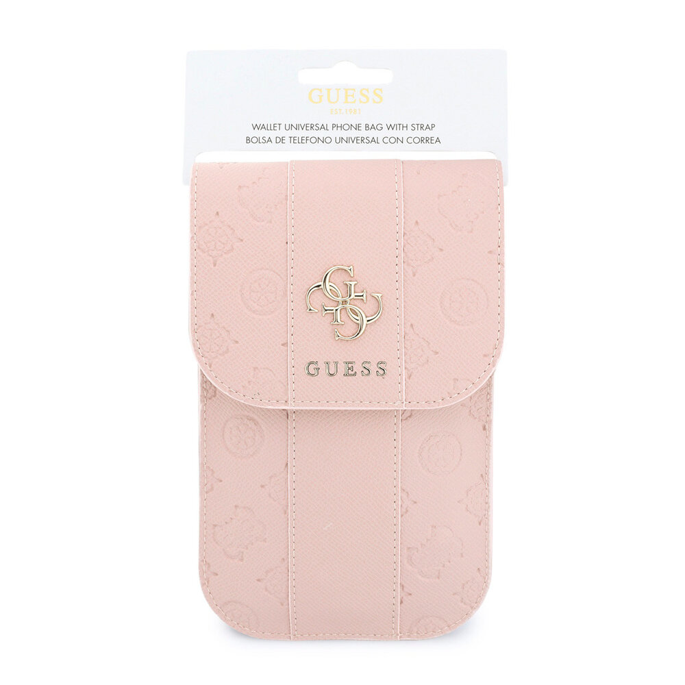 Guess Guess Phone pouch Peony - PU - 4G logo - classic logo - stripe pattern - carrying strap Pink Guess Guess Phone pouch Peony - PU - 4G logo - classic logo - stripe pattern - carrying strap Pink