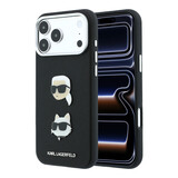 Karl Lagerfeld Karl iPhone 18 Pro Max Hoesje harde behuizing - SW - PU - Saffiano - K&C Heads-pins - logo Zwart