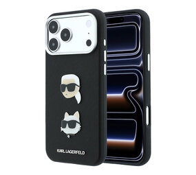 Karl Lagerfeld Karl iPhone 18 Pro Max Hoesje harde behuizing - SW - PU - Saffiano - K&C Heads-pins - logo Zwart