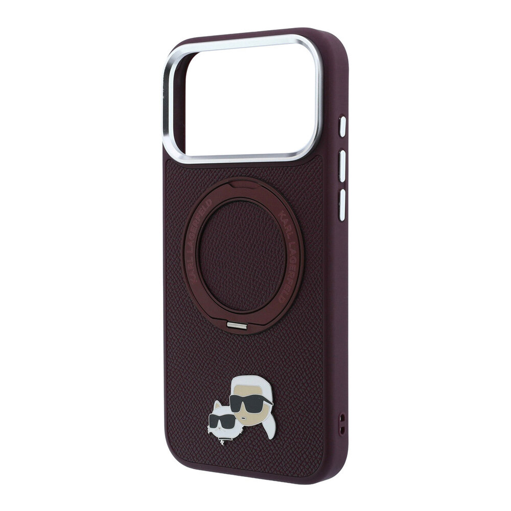 Karl Lagerfeld Karl iPhone 18 Pro Hoesje harde behuizing - MagSafe - PU - ringstandaard 360 - KC Heads-pin Bordeauxrood Karl Lagerfeld Karl iPhone 18 Pro Hoesje harde behuizing - MagSafe - PU - ringstandaard 360 - KC Heads-pin Bordeauxrood