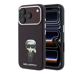 Karl Lagerfeld Karl iPhone 18 Pro Max Hoesje harde behuizing - MagSafe - SW - glad PU - Ikonik Sketch Bordeauxrood