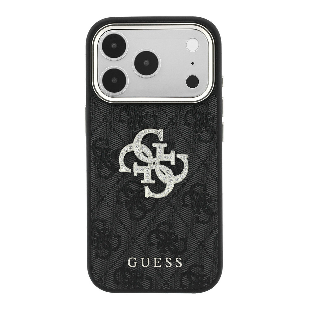 Guess Guess iPhone 18 Pro Max Hoesje harde behuizing - 4G - PU - groot strasslogo Zwart Guess Guess iPhone 18 Pro Max Hoesje harde behuizing - 4G - PU - groot strasslogo Zwart