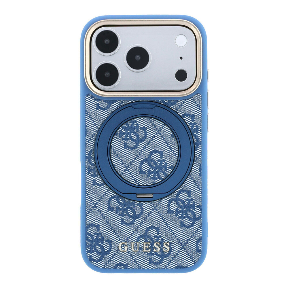 Guess Guess iPhone 18 Pro Hülle Hartschale - MagSafe - 360-Grad-Ringständer - 4G - PU - klassisches Logo Blau Guess Guess iPhone 18 Pro Hülle Hartschale - MagSafe - 360-Grad-Ringständer - 4G - PU - klassisches Logo Blau
